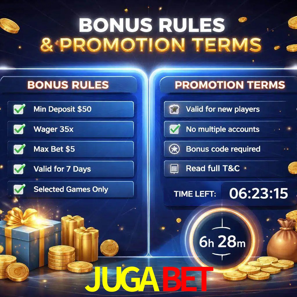 Reglas de promoción JUGABET y condiciones de bonos explicadas visualmente